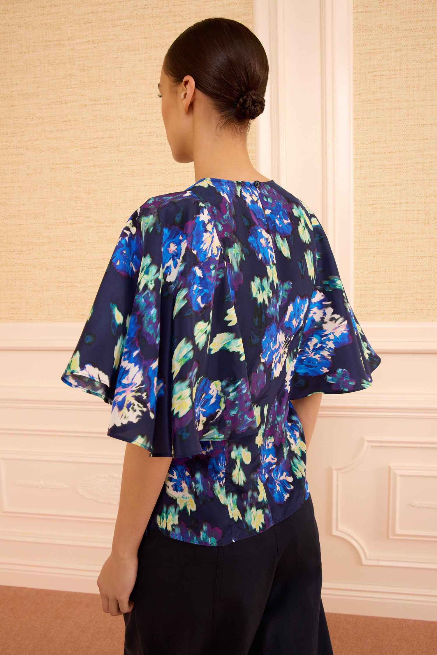 Ulla Johnson Ada PF260232 blouse soie Evening Bloom bleu