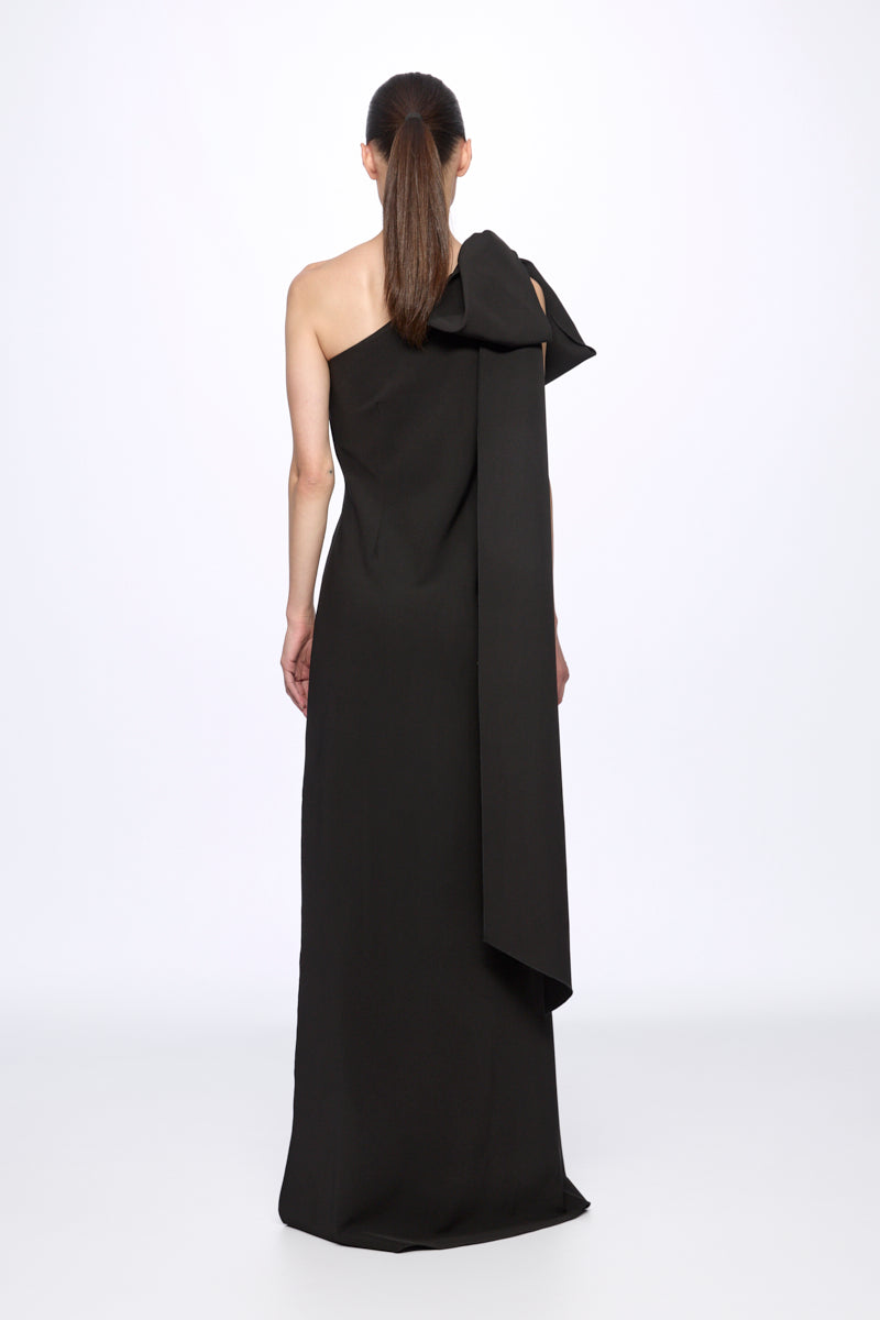 ATU Body Couture robe maxi noire une épaule nœud