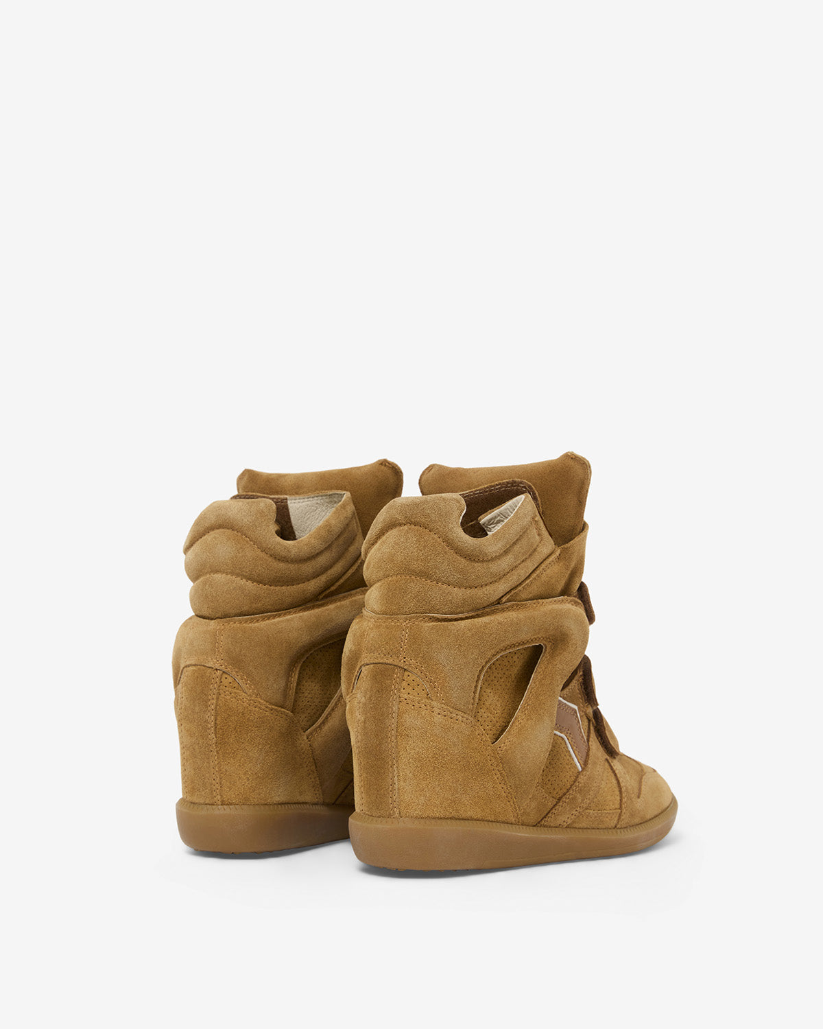 Isabel Marant Bekett baskets compensées cognac cuir suède