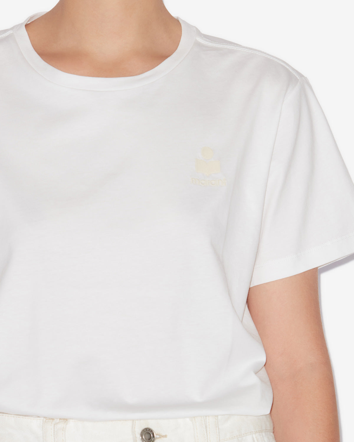 Isabel Marant Aby T-shirt Blanc Coton Bio Logo Brode