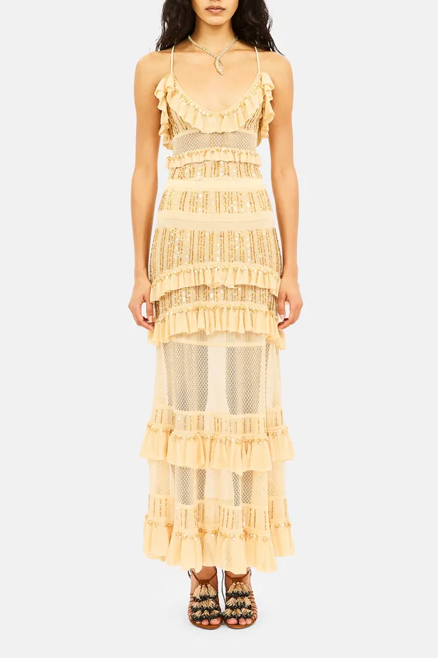 Ulla Johnson Nico SP270744 body maille Cowrie volants