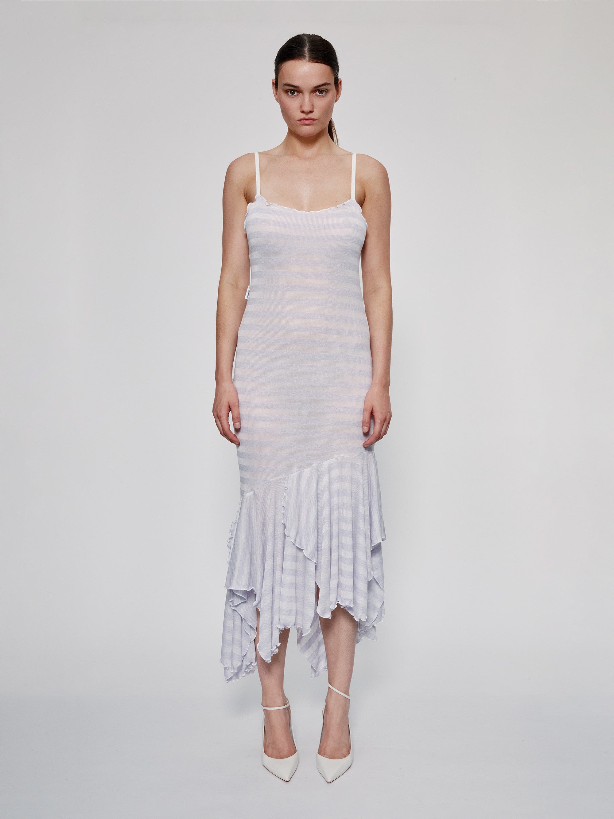 Ester Manas Easy Dress robe bretelles lilas blanc