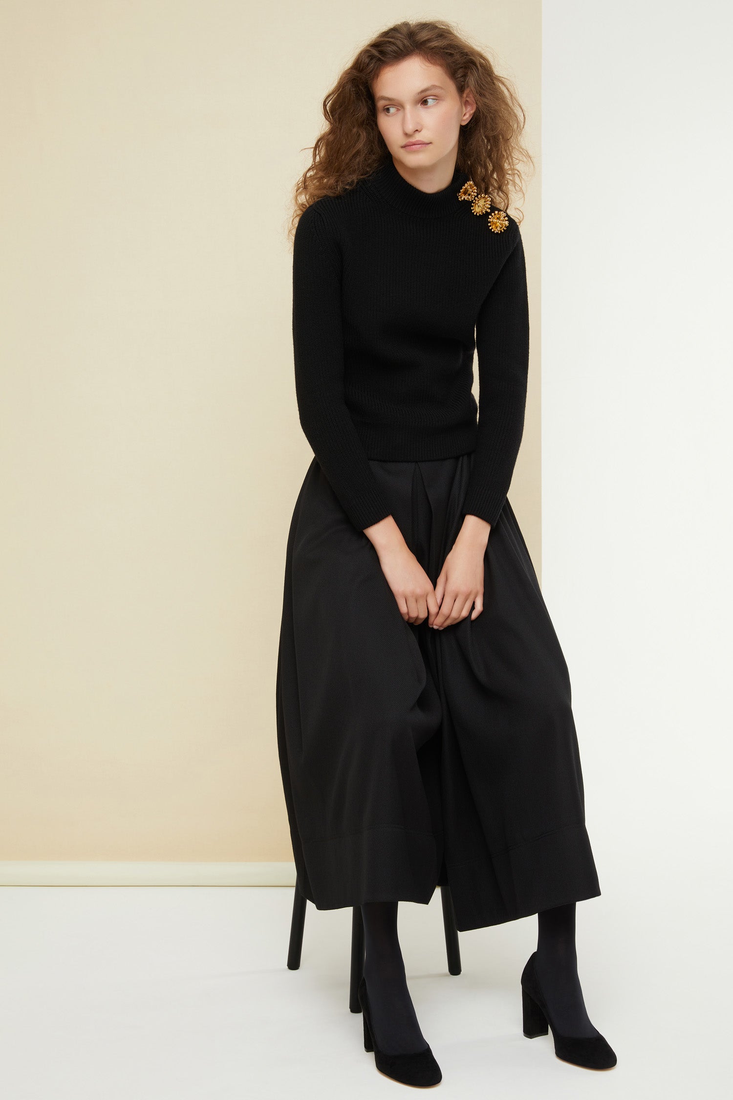 Patou KN048 pull marinière laine noire