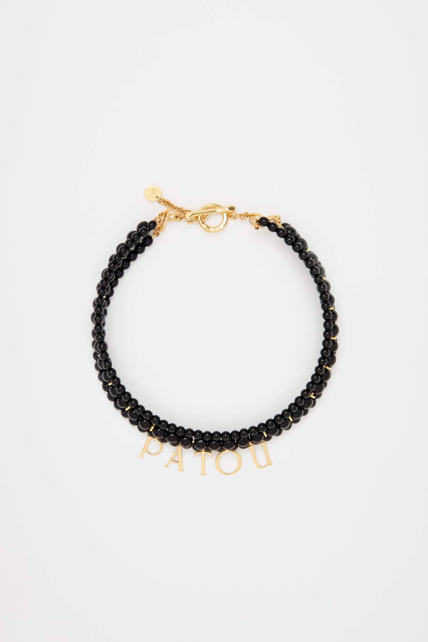 Patou JW101 collier noir perles verre lettres dorées