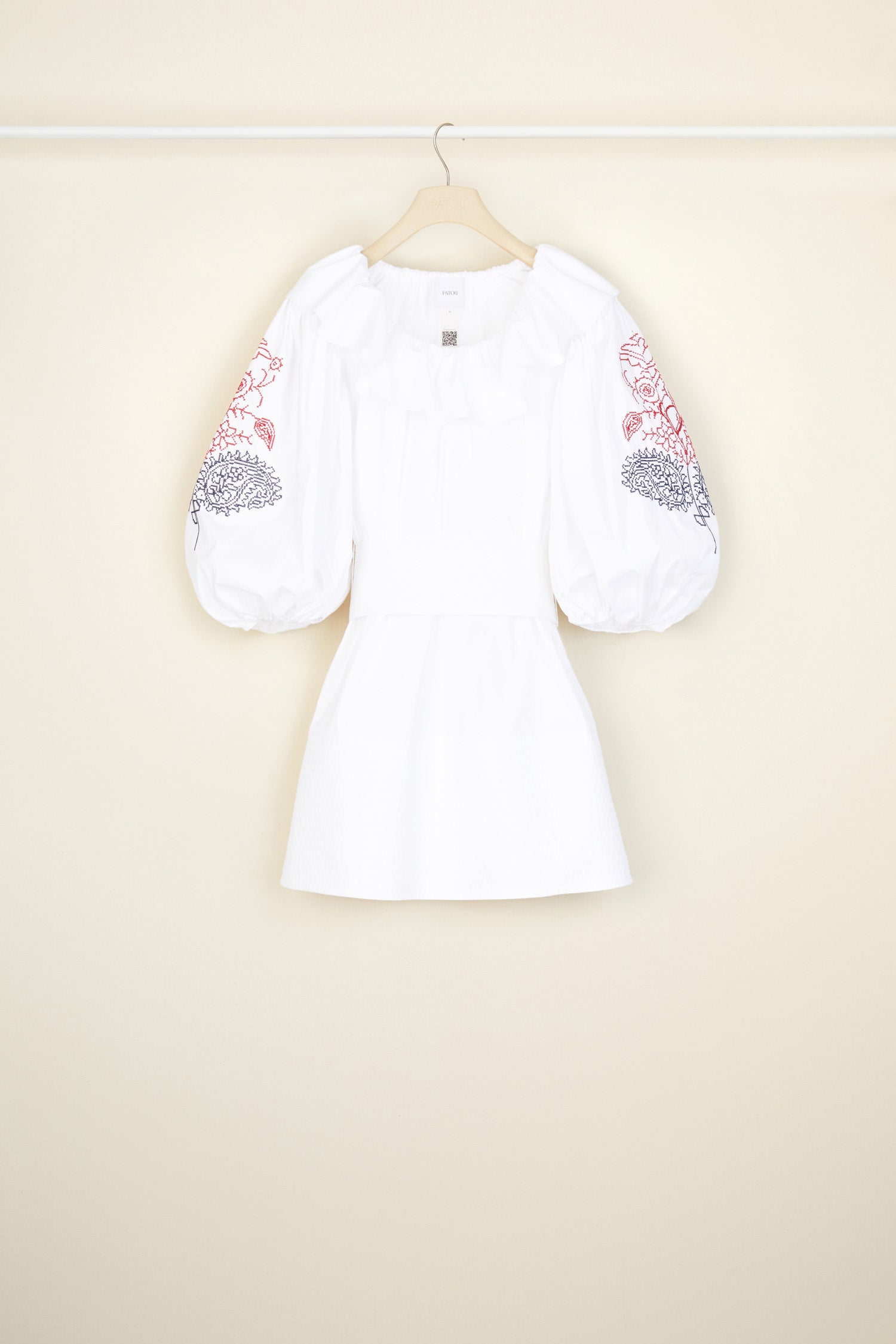 Patou Dresses P21DR0710017001W robe White mini coton bio brodée