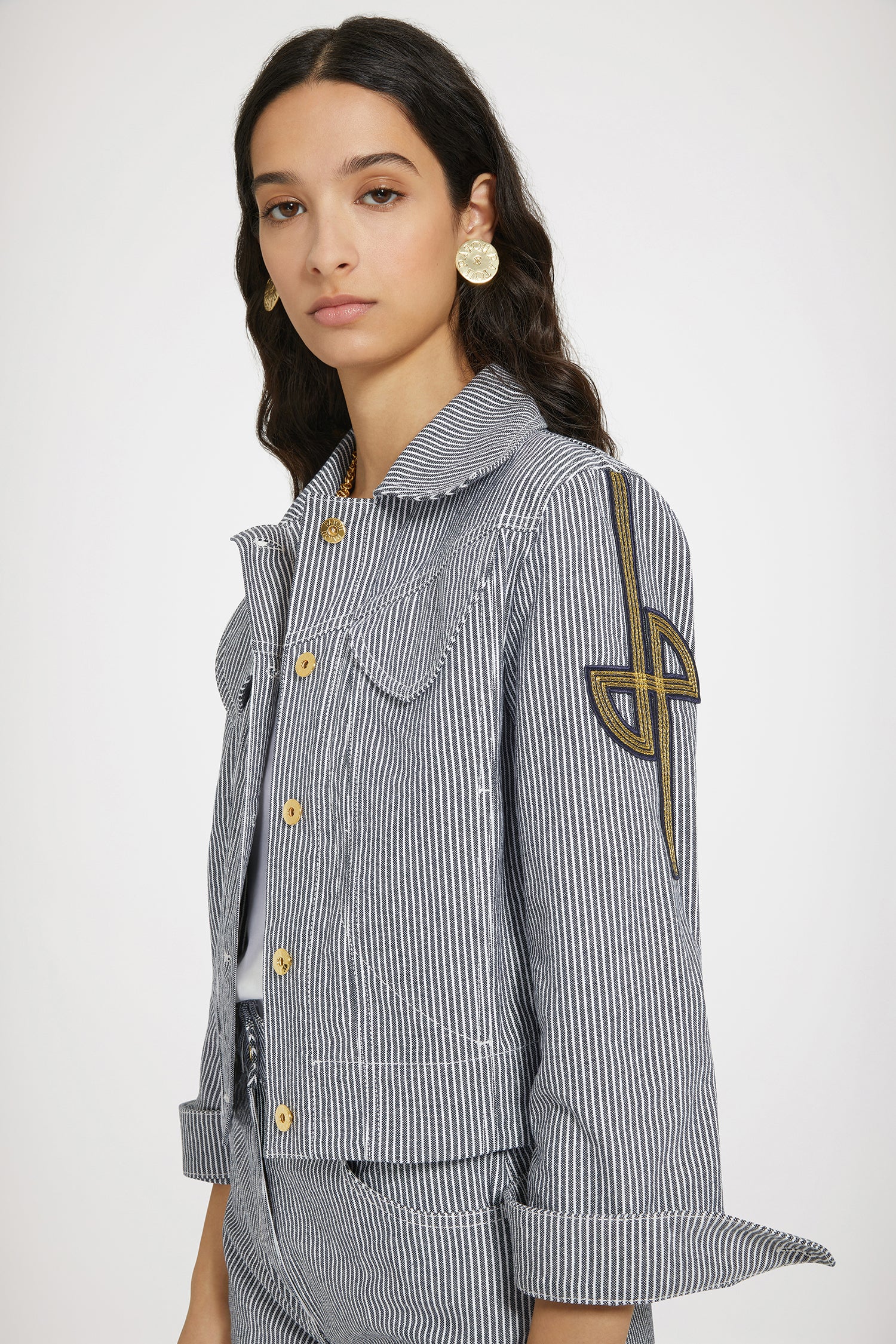 Patou OU00101765057 veste jean rayée bleu coton iconique