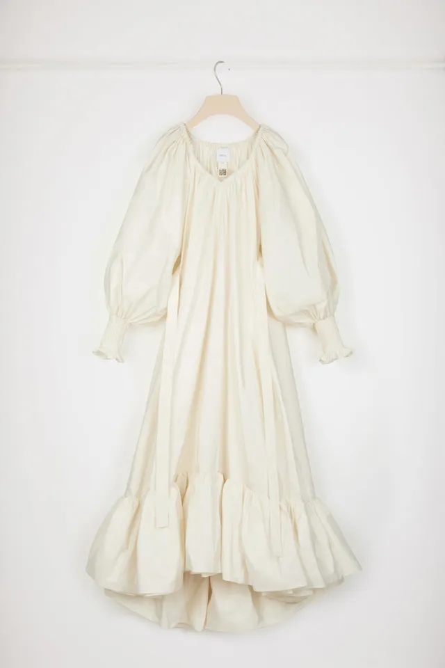 Patou DR115 robe maxi cocktail ivoire faille recyclée