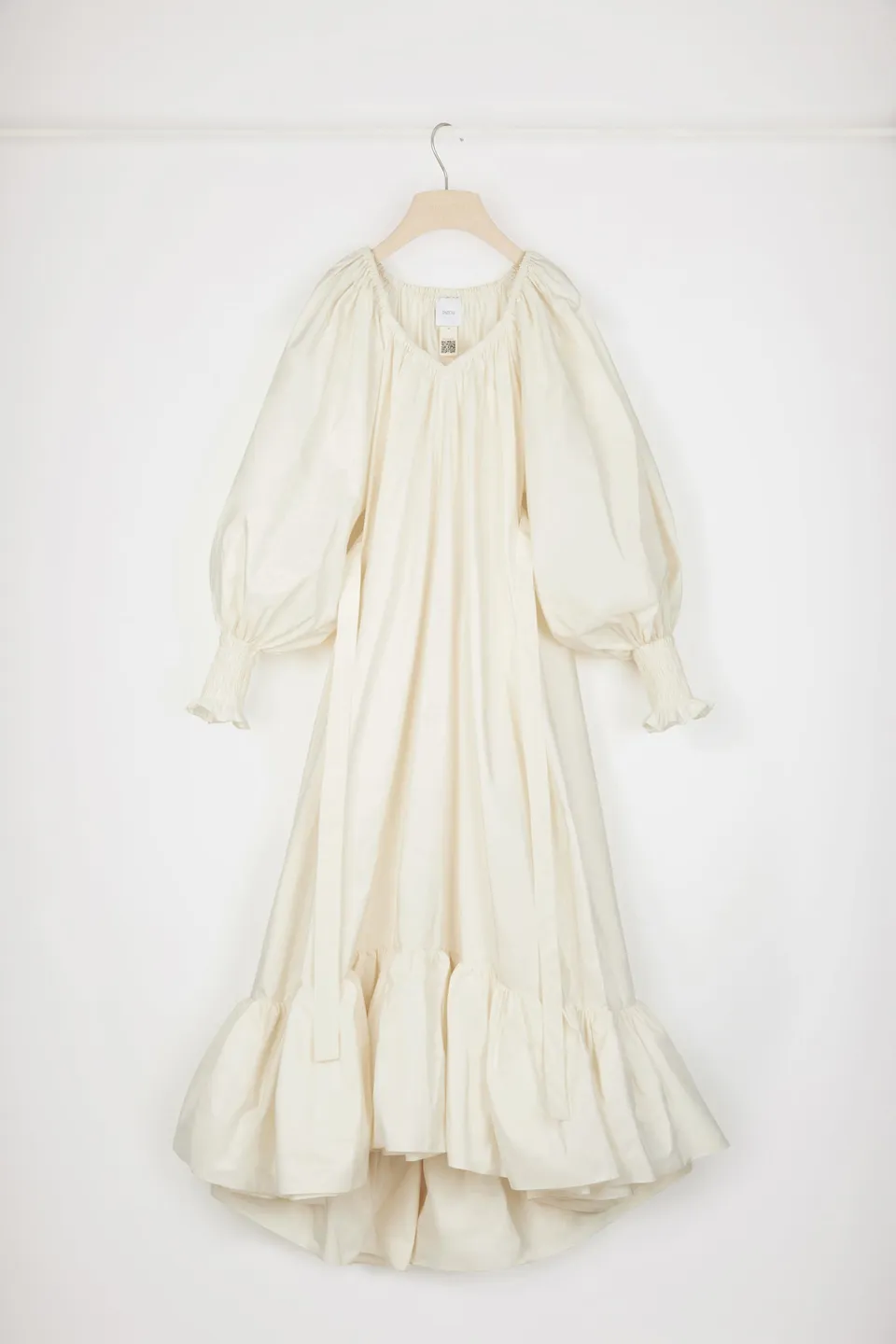 Patou DR115 robe maxi cocktail ivoire faille recyclée