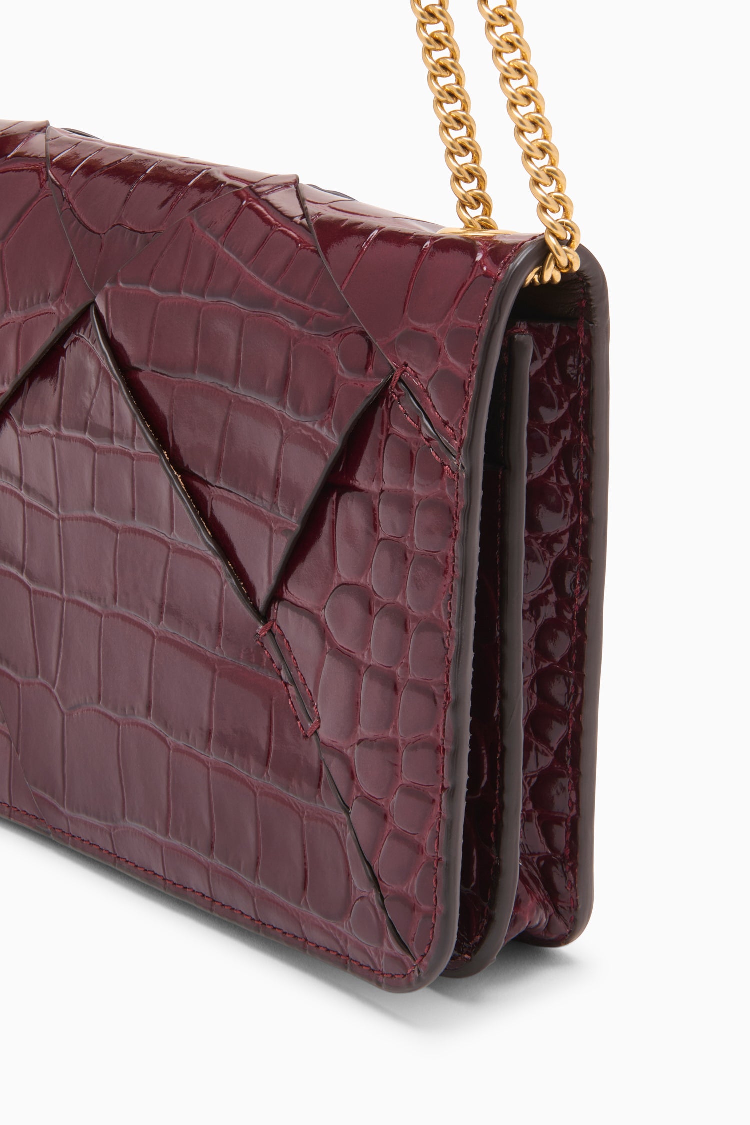 Ulla Johnson Charlotte Sac flap chaîne Bordeaux croco