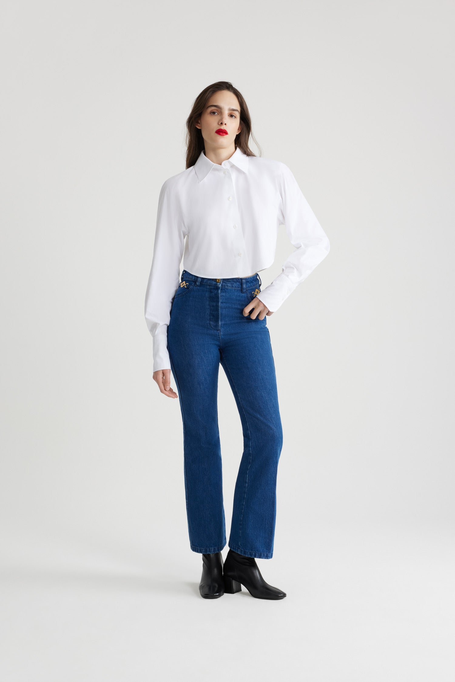 Patou TR0300008660B pantalon denim coton bio flare Stonewash