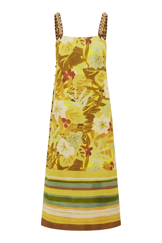 Alemäis Maxi Midi Dress robe midi lin imprimé floral