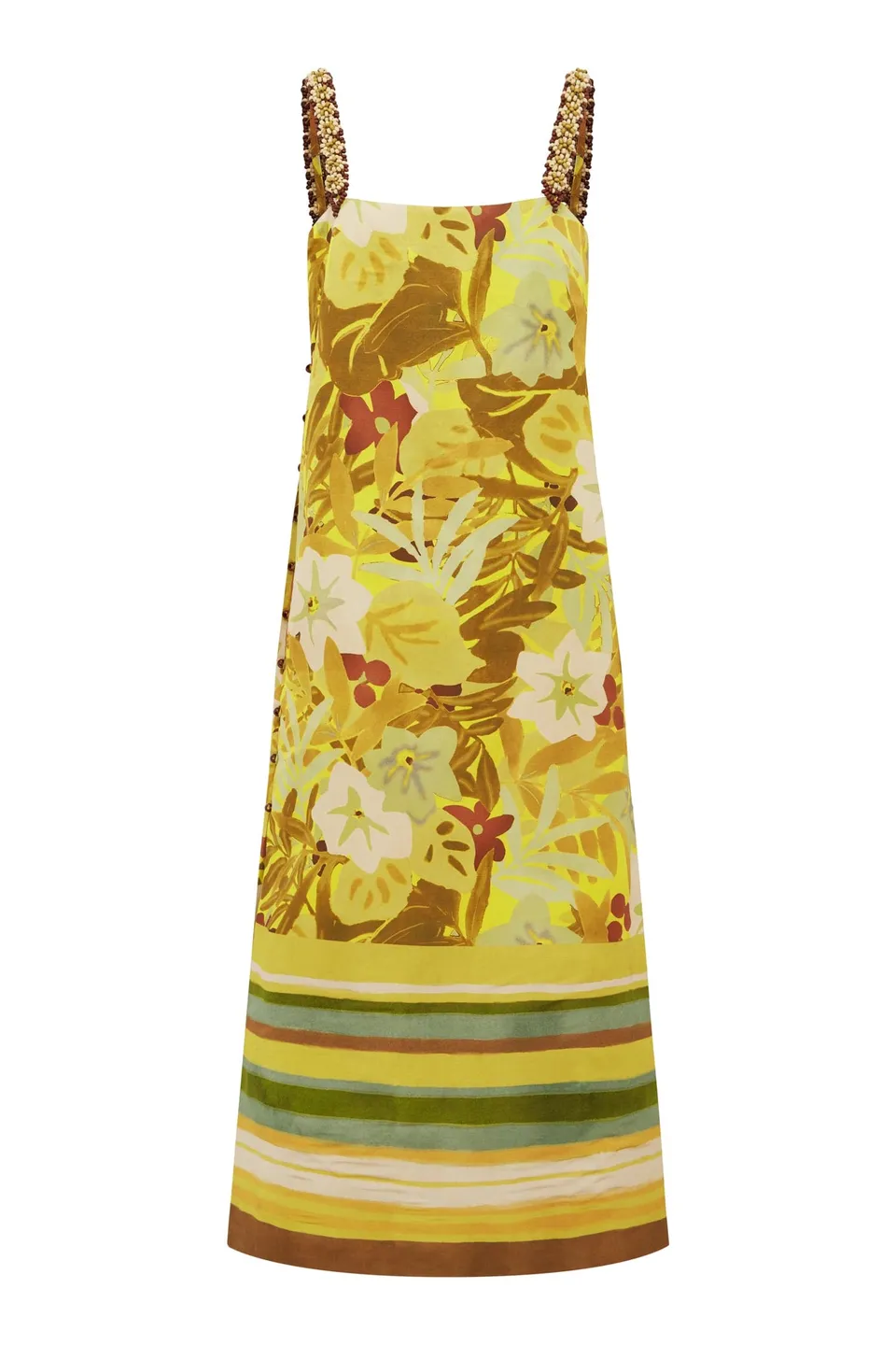 Alemäis Maxi Midi robe midi lin bretelles perlées