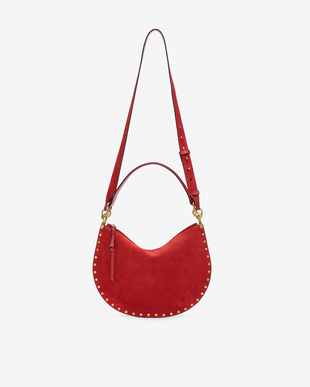 Isabel Marant Oskan Soft Zip sac cuir velours rouge écarlate