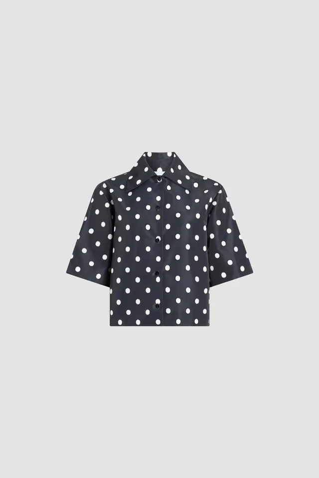 Patou P26BL05902455963 blouse pois bleue faille