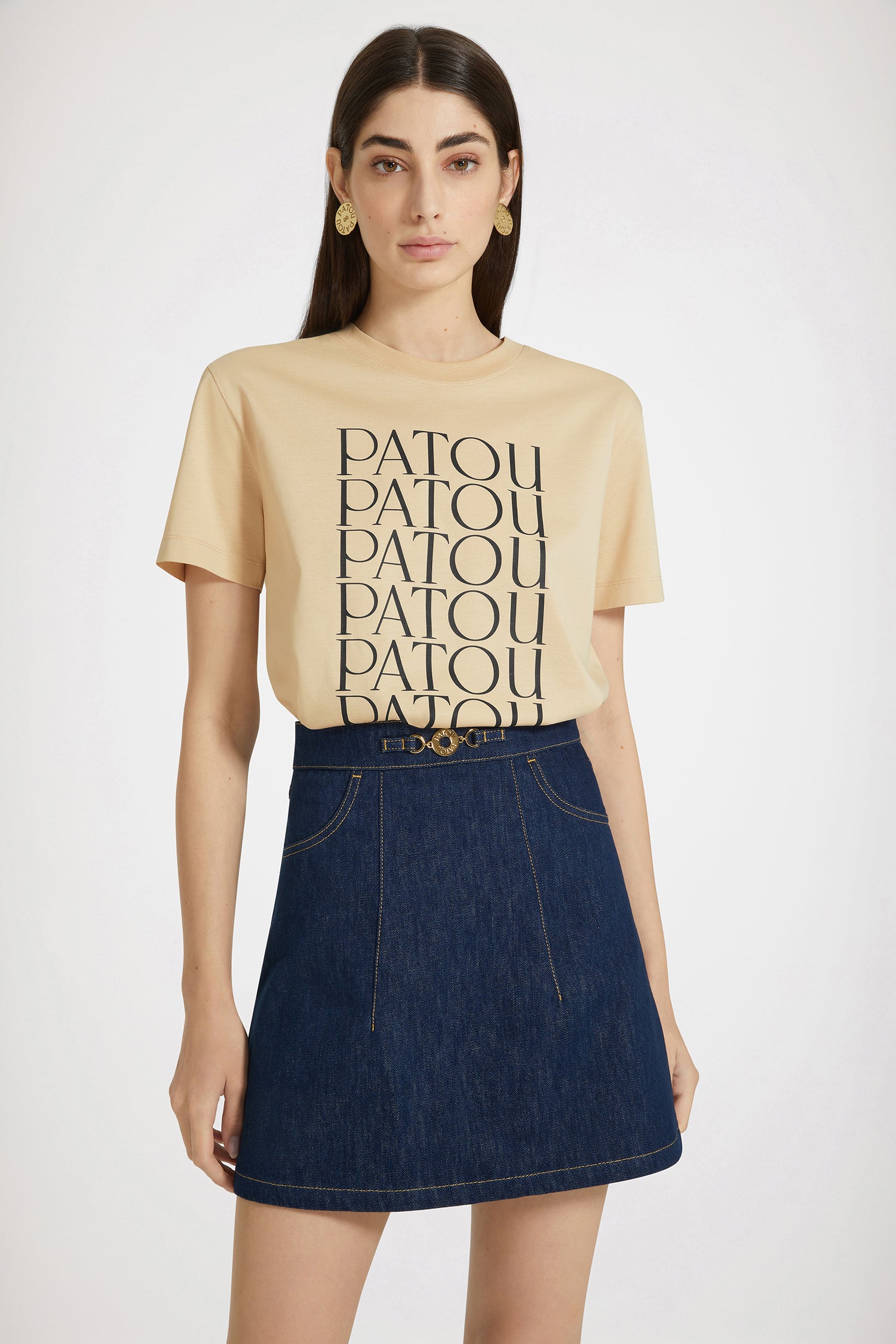 Patou P24JE1129999113B t-shirt logos Beige coton bio