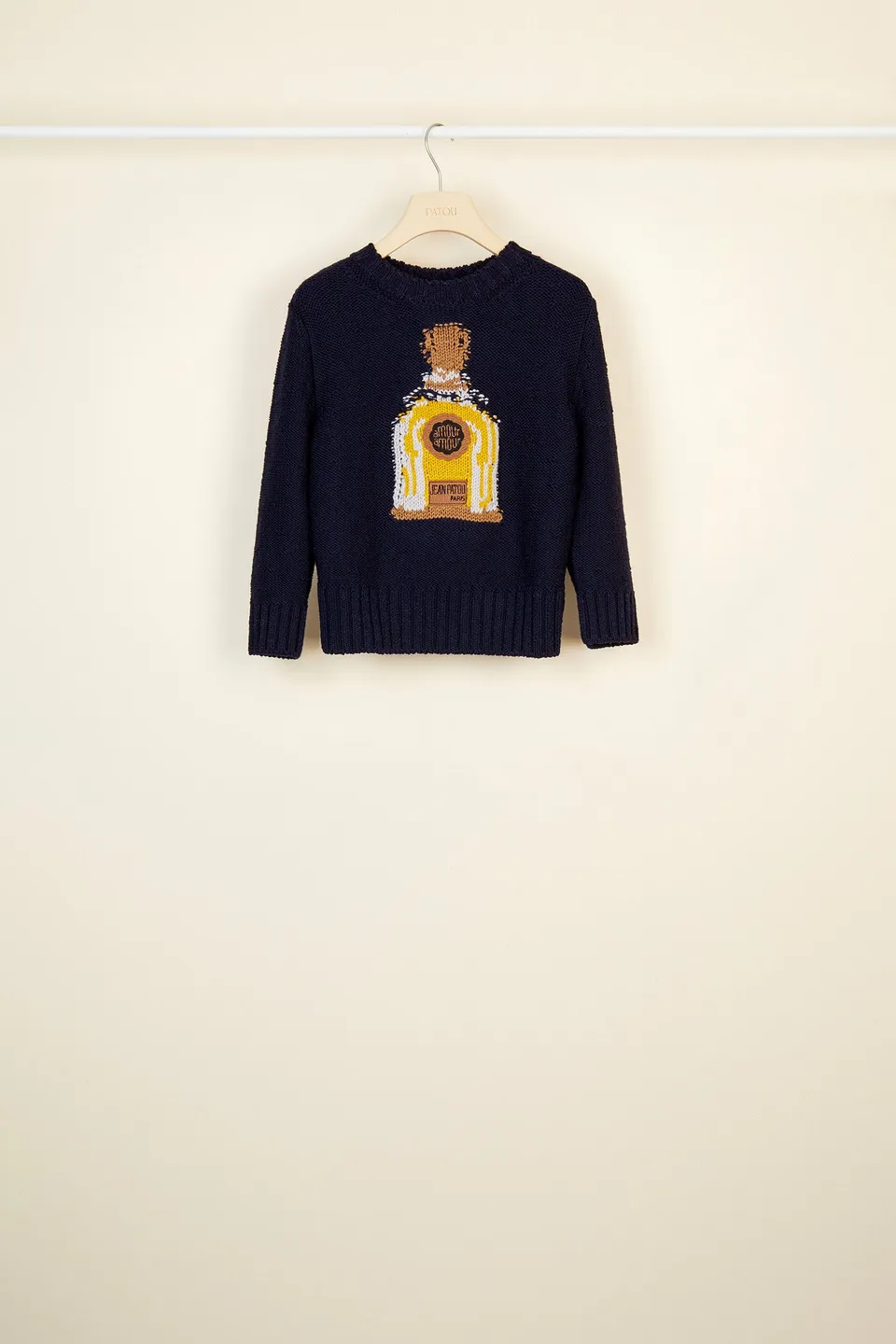 Patou KN005 Pull Navy Laine Motif Amour
