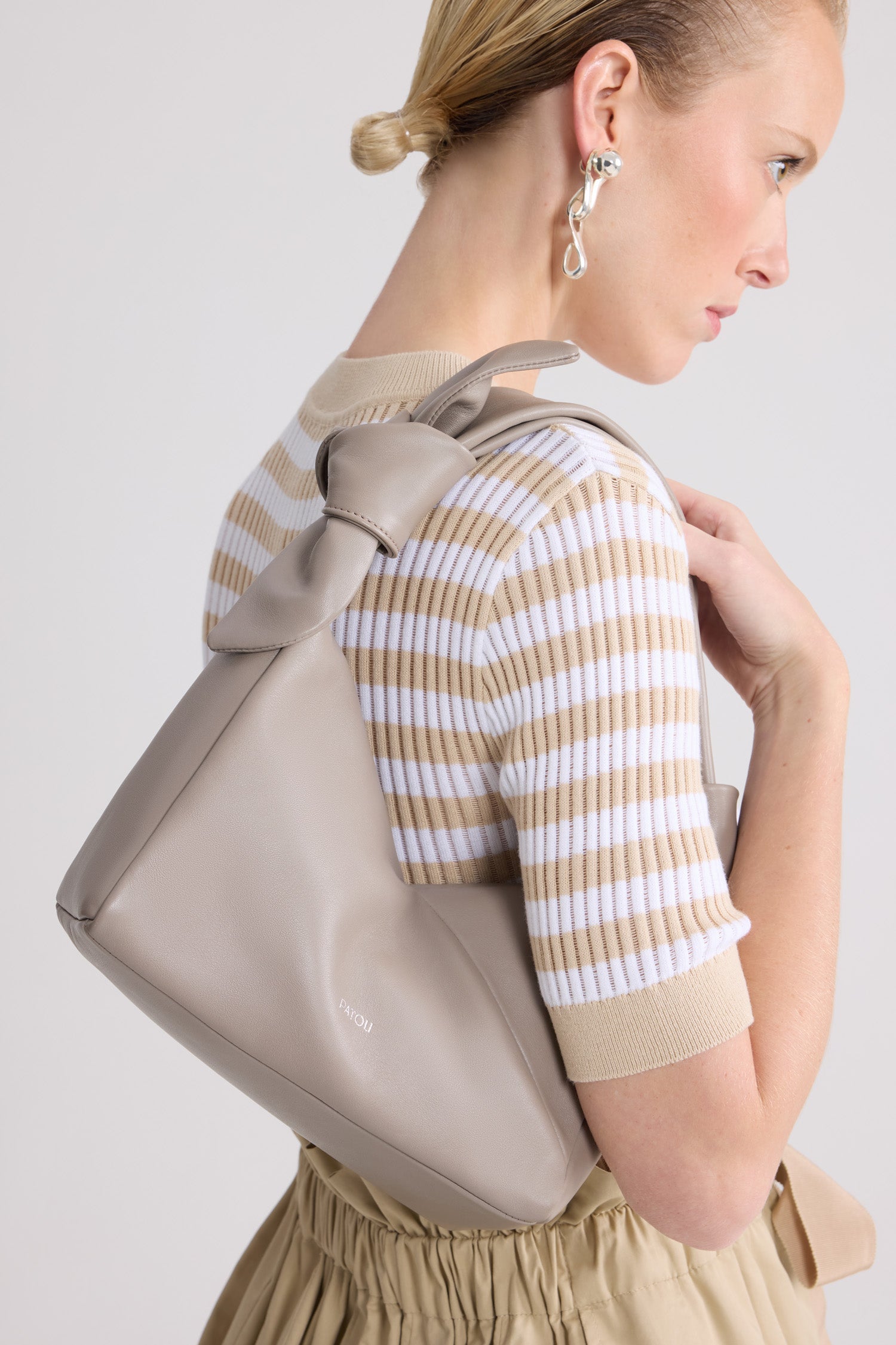 Patou BA029 sac cuir nappa gris galet