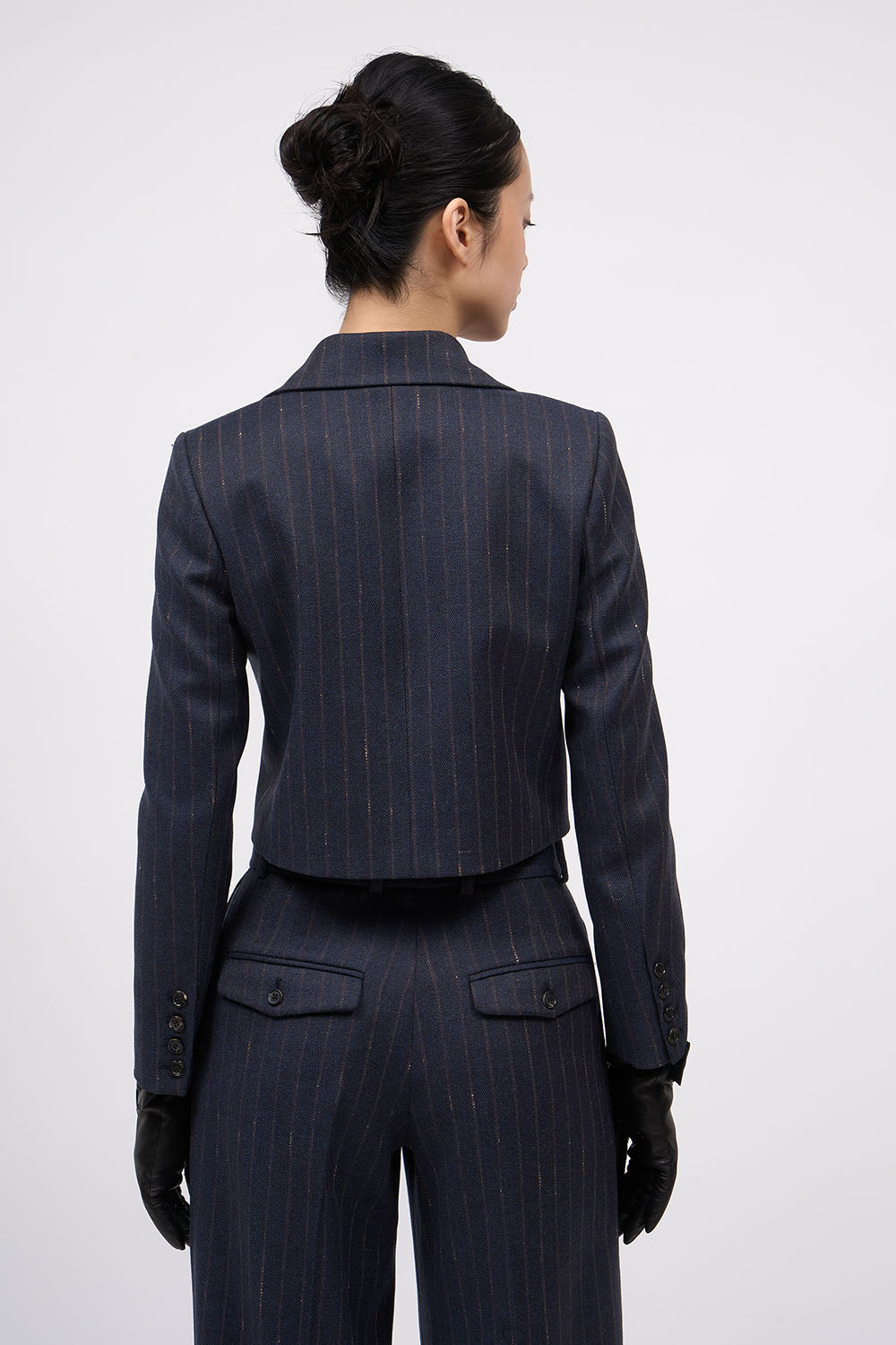 Paul & Joe Tibre veste courte twill laine rayé navy 100% laine