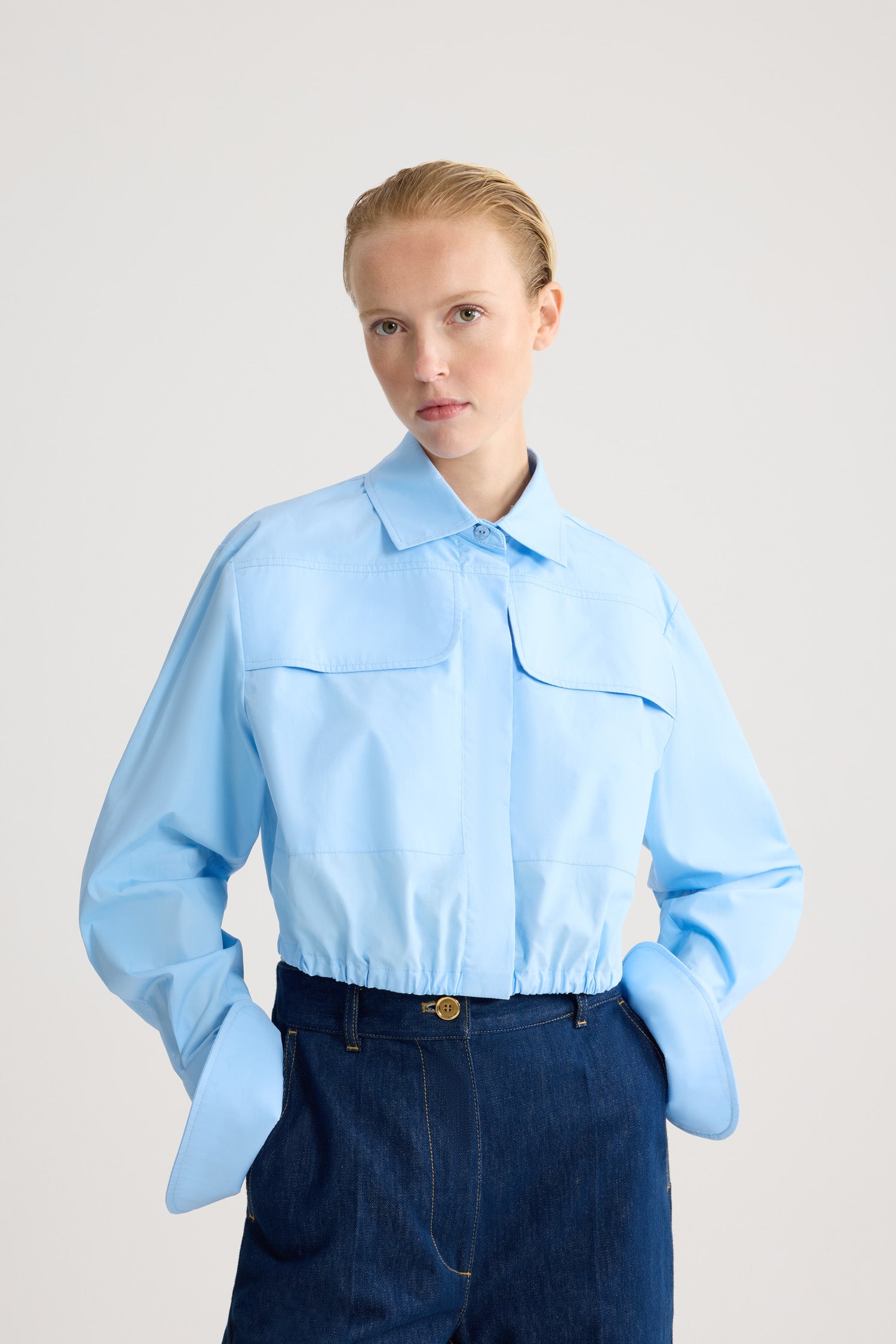 Patou Safari Chemise Coton Bleu Riviera Manches