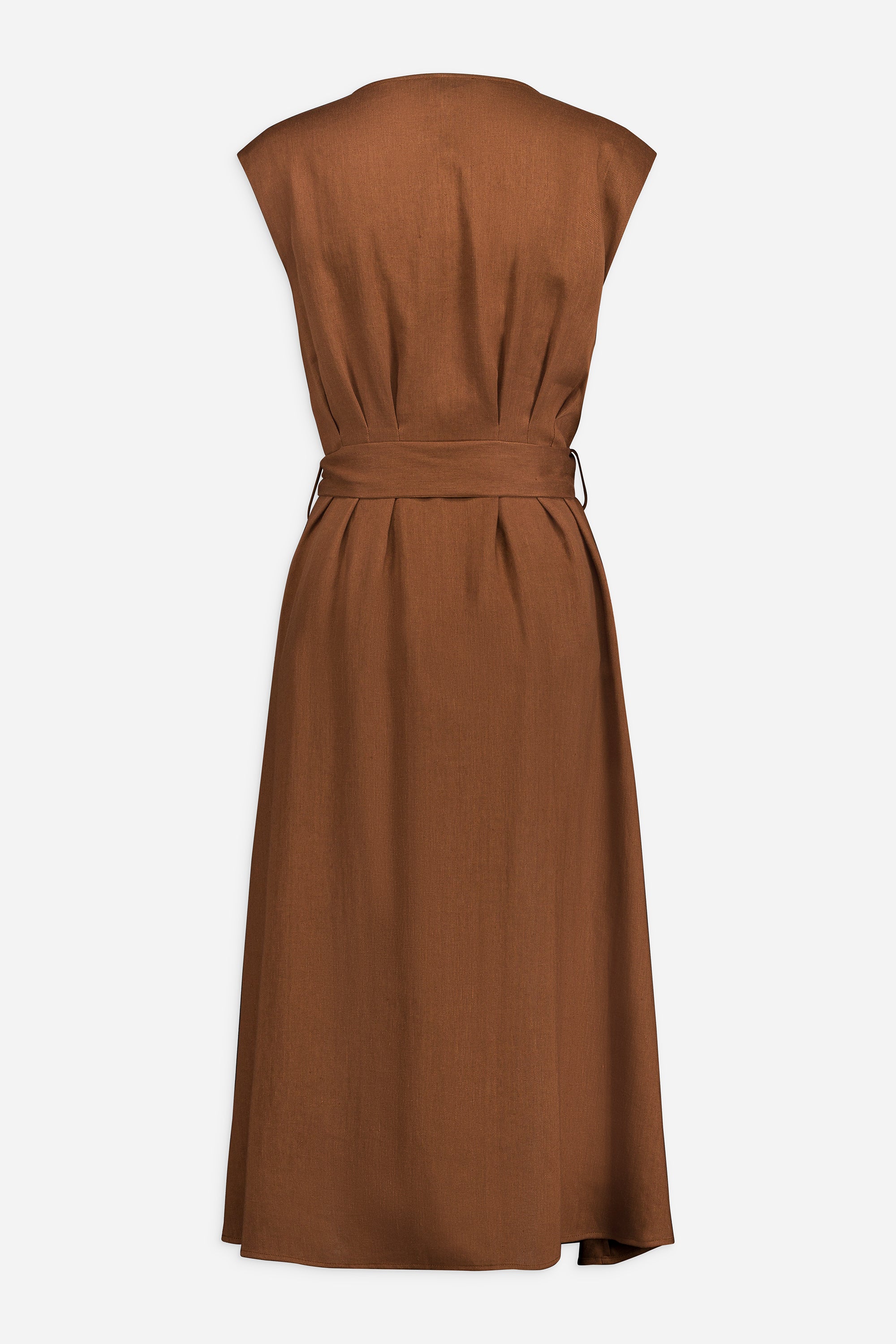 Paul & Joe Shanghai Robe midi lin sans manche vert foncé