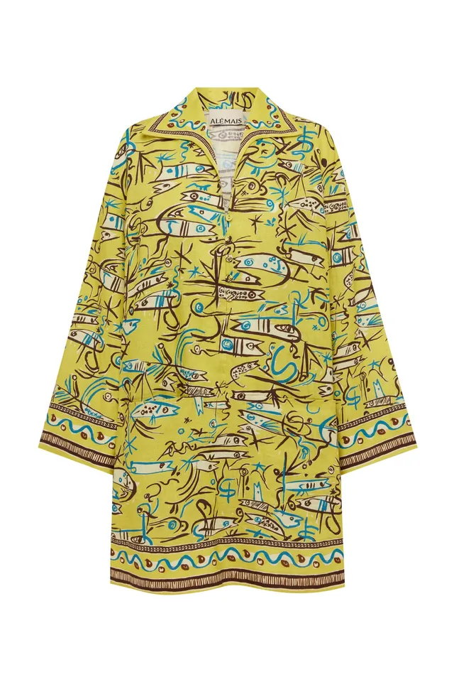 Alemäis Fish Sticks robe mini lin manches longues poches