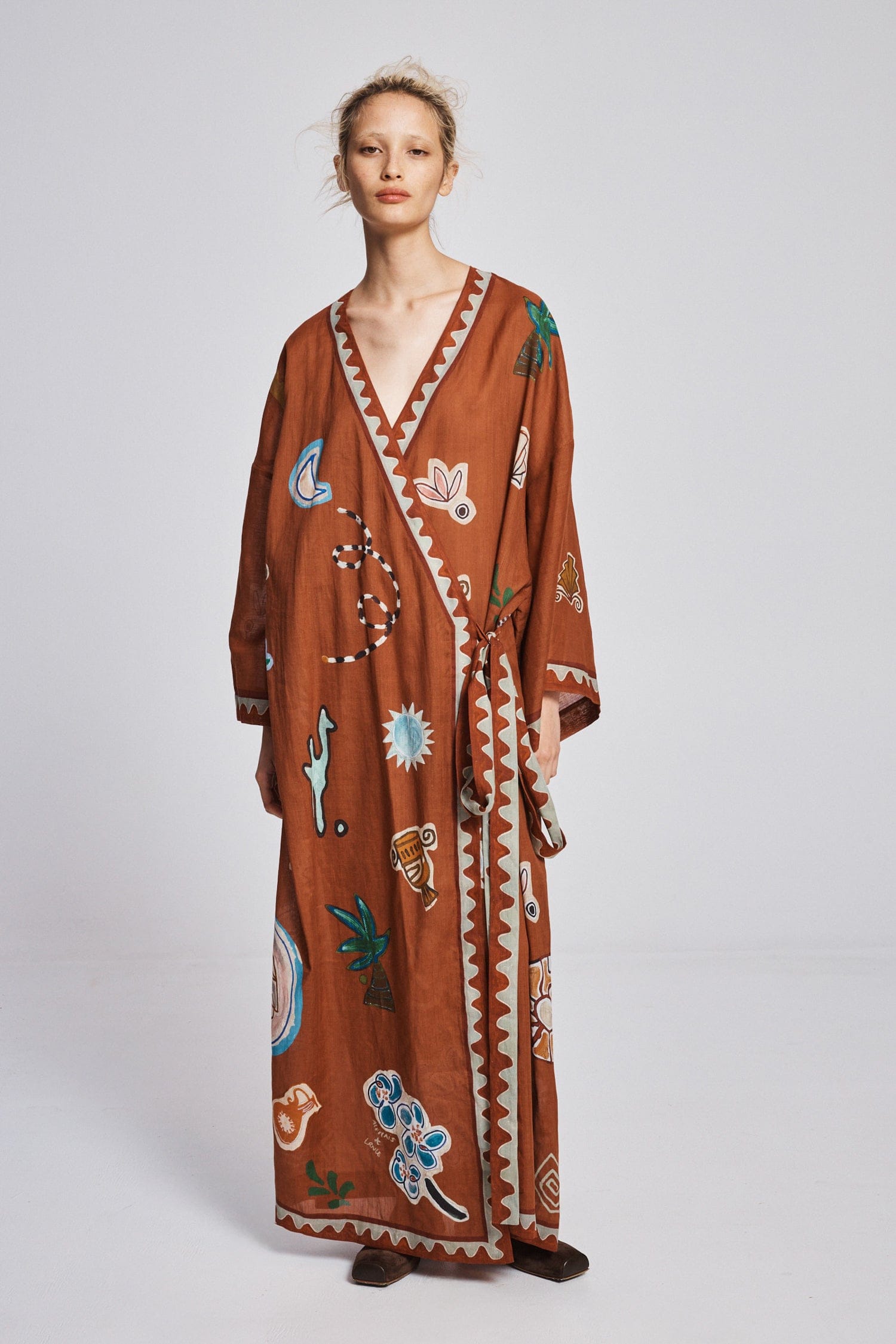 Alemäis Laurence robe portefeuille maxi taille unique ramie