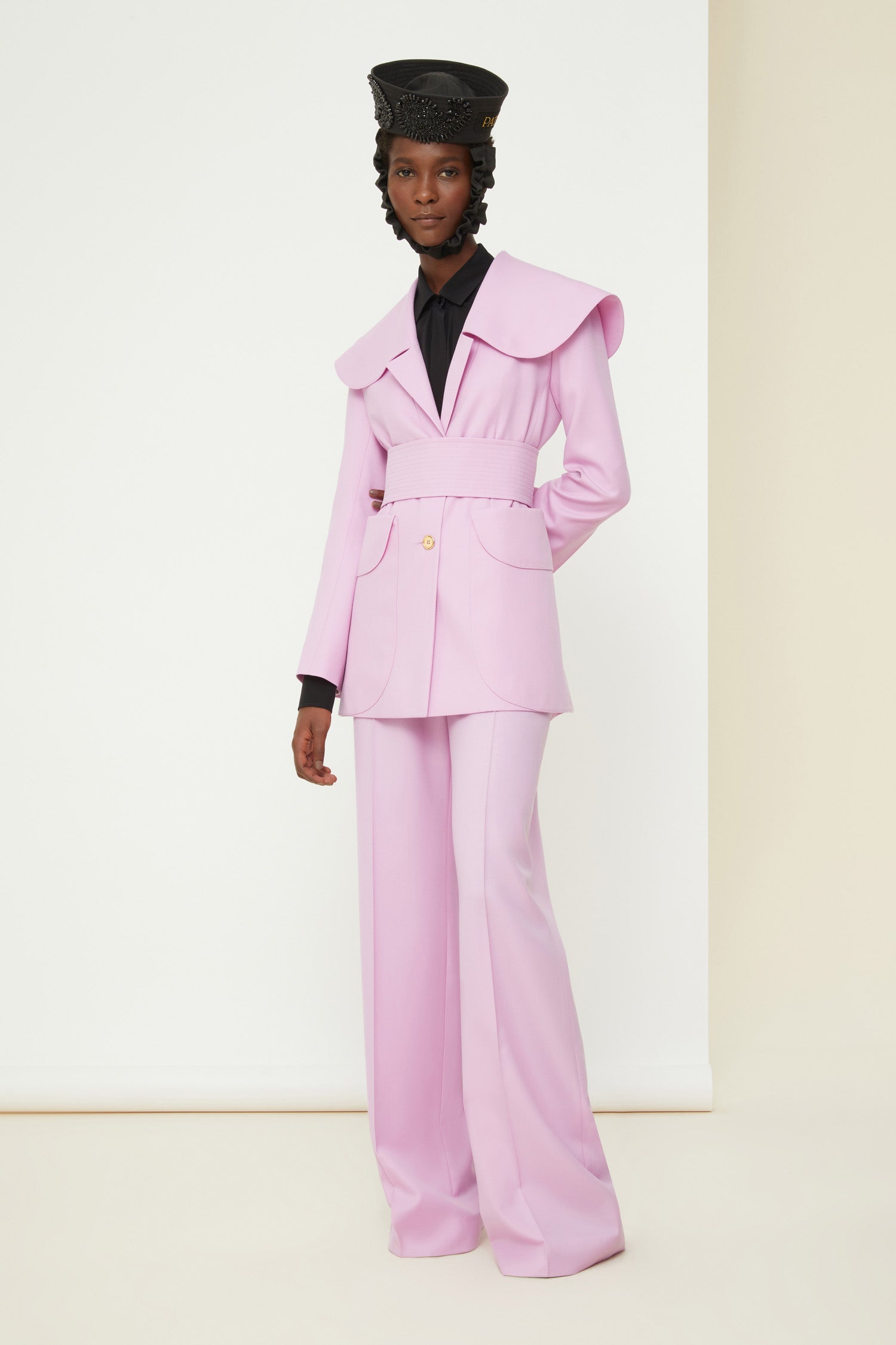Patou Sailor JA016 veste laine éco lavande ceinturée