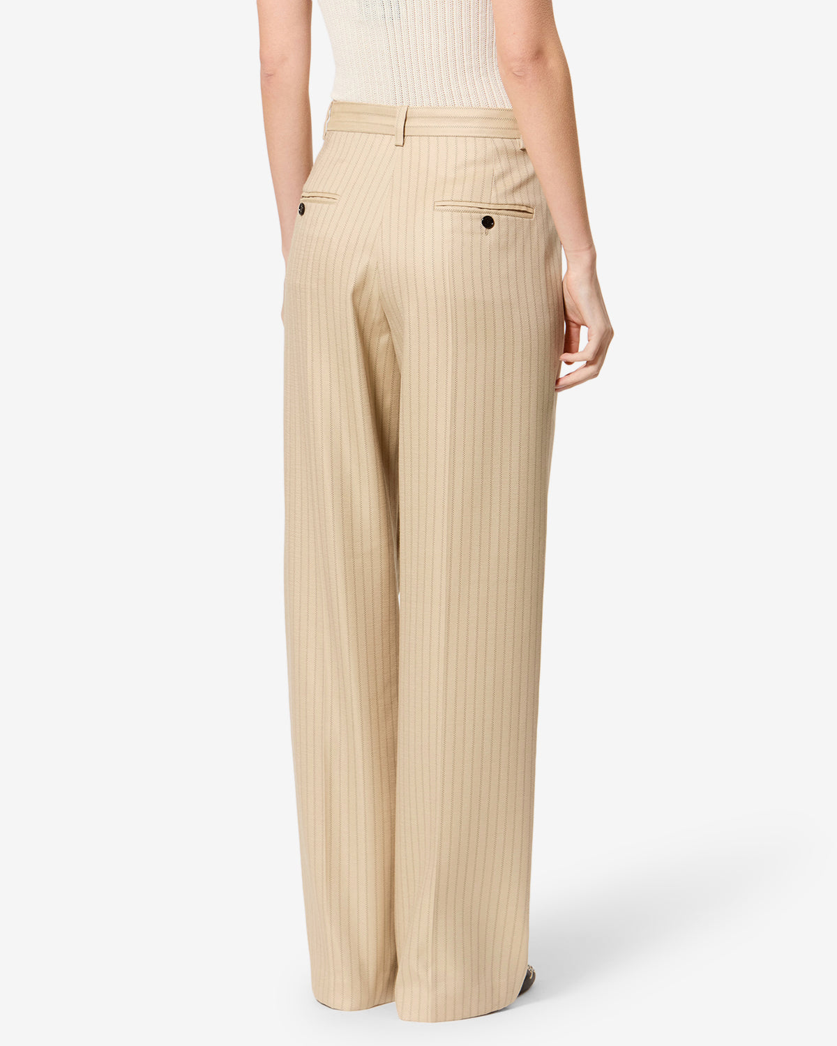 Isabel Marant Noanda pantalon laine beige à rayures