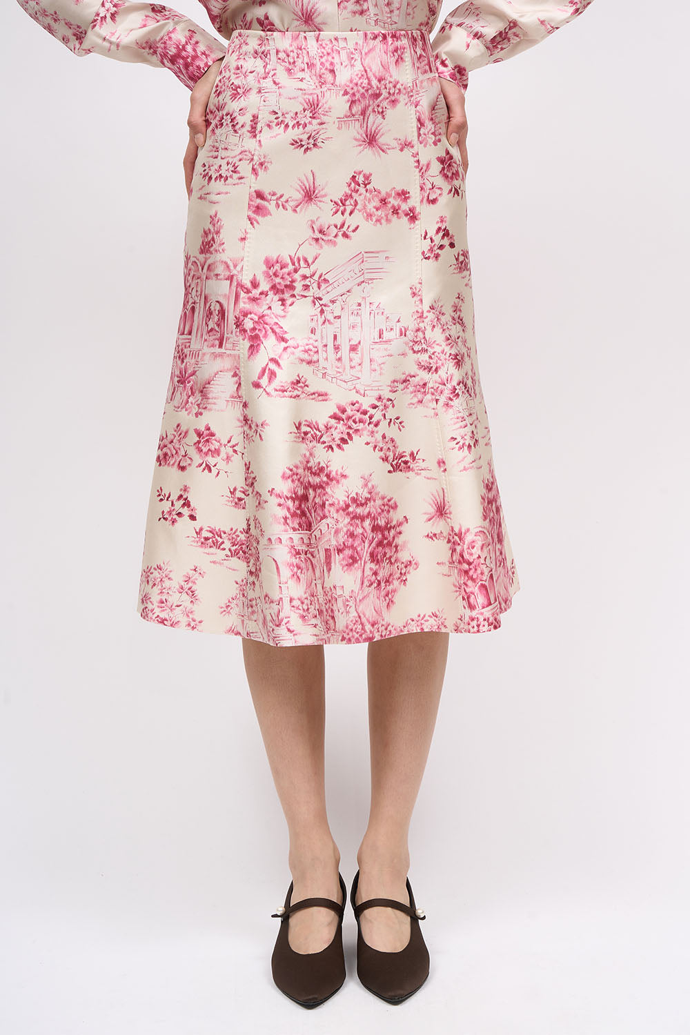PAUL & JOE FAIENCE Jupe midi soie toile de Jouy