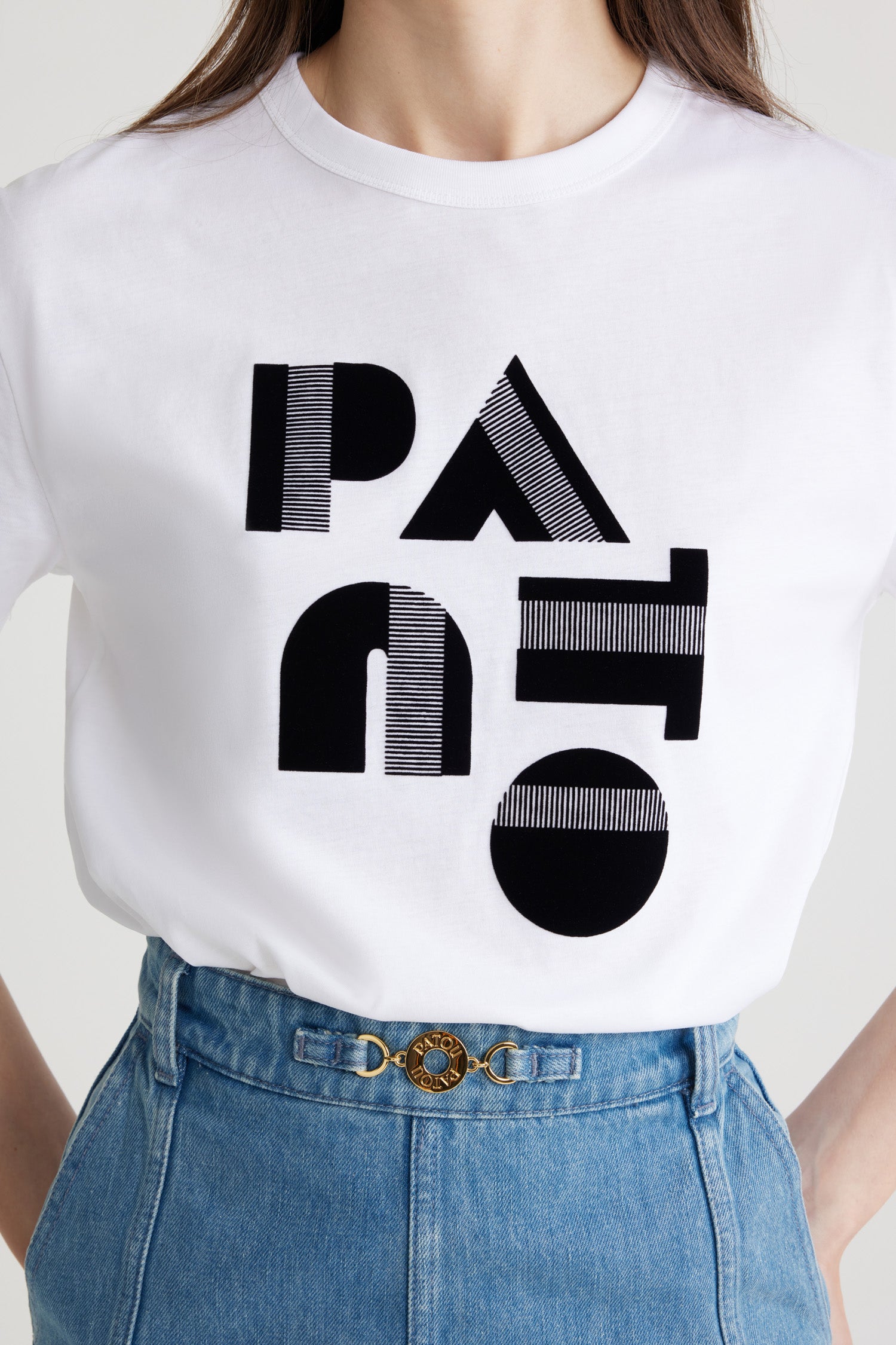 Patou T-Shirts t-shirt JE119 Art Deco blanc coton bio