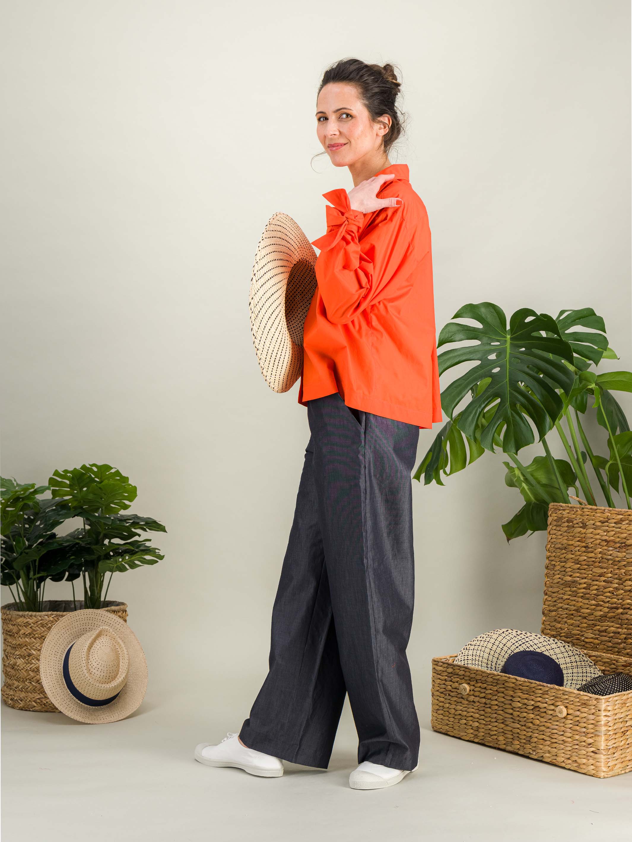 Anahide Saint André Pamplone chemise coton bleu ciel rayé