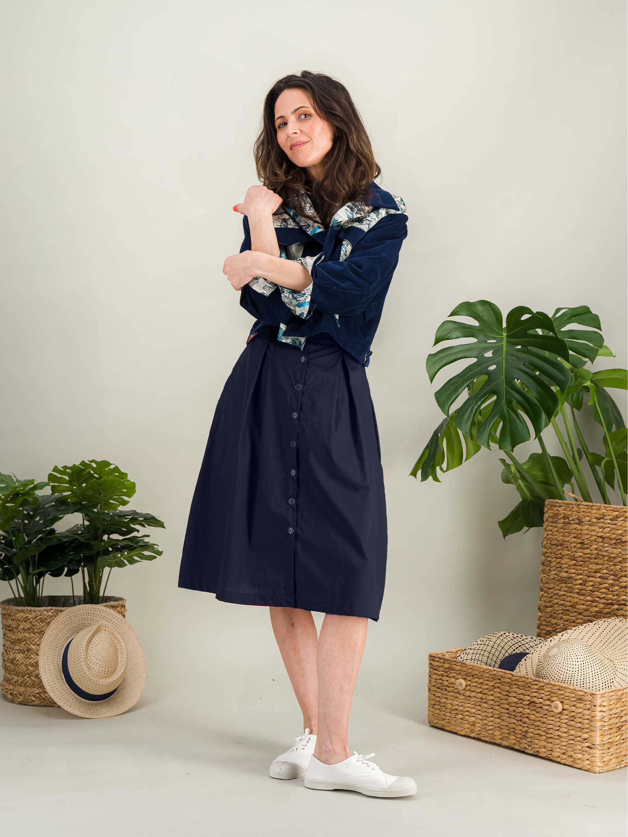 Anahide Saint André MORPHO veste velours papillons bleue
