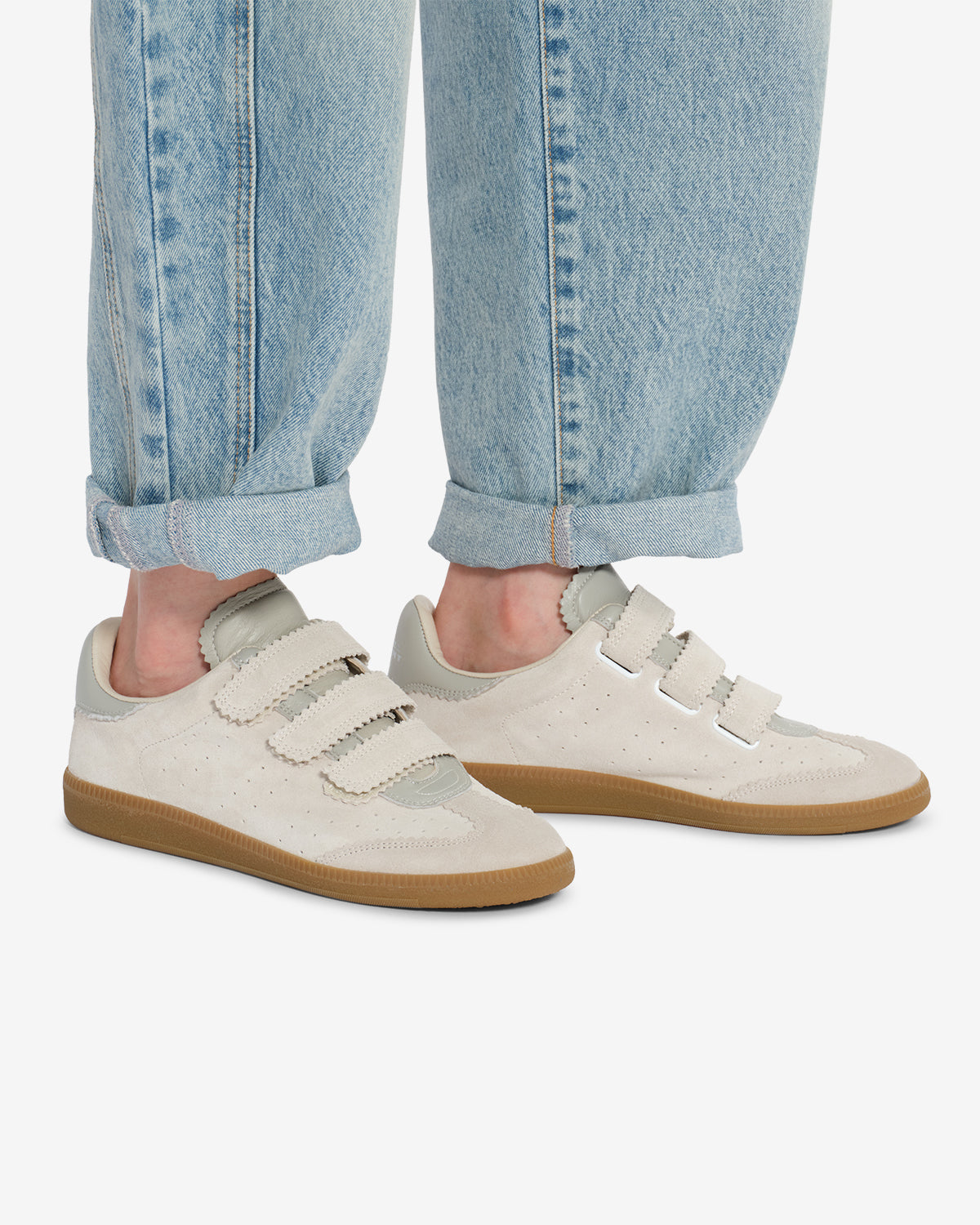 Isabel Marant Beth baskets écru cuir velours