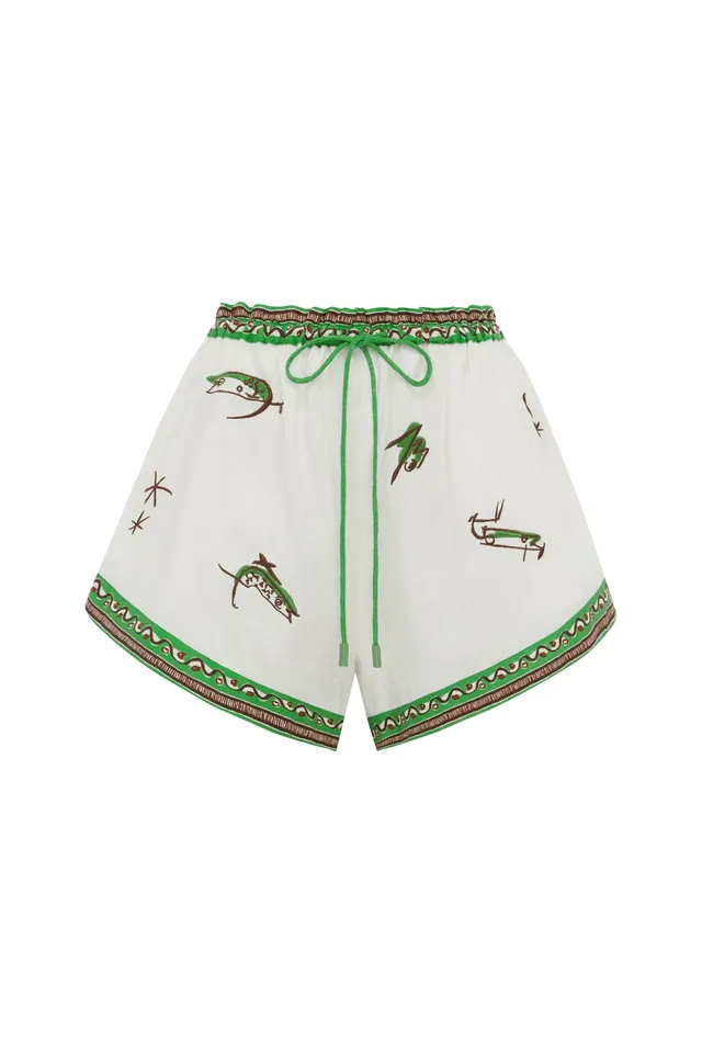 Alemäis Wanda Embroidered Short lin brodé