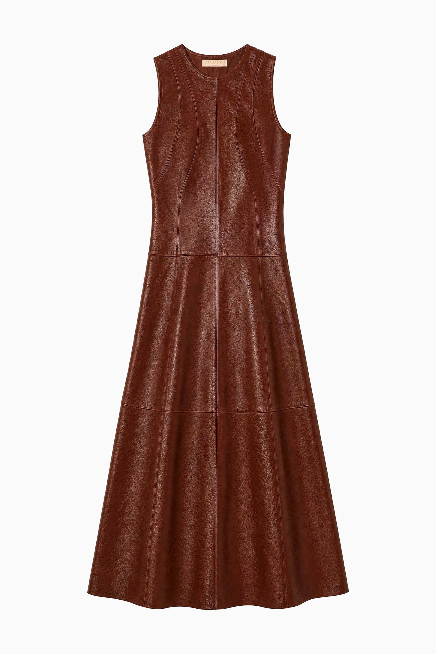 Ulla Johnson Juliette Leather Dress robe cuir cognac midi
