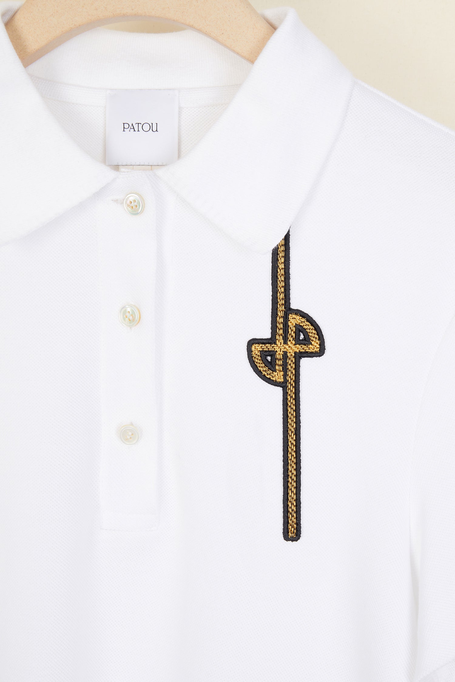 Patou Tops Shirts polo coton blanc JE0039998 logo doré