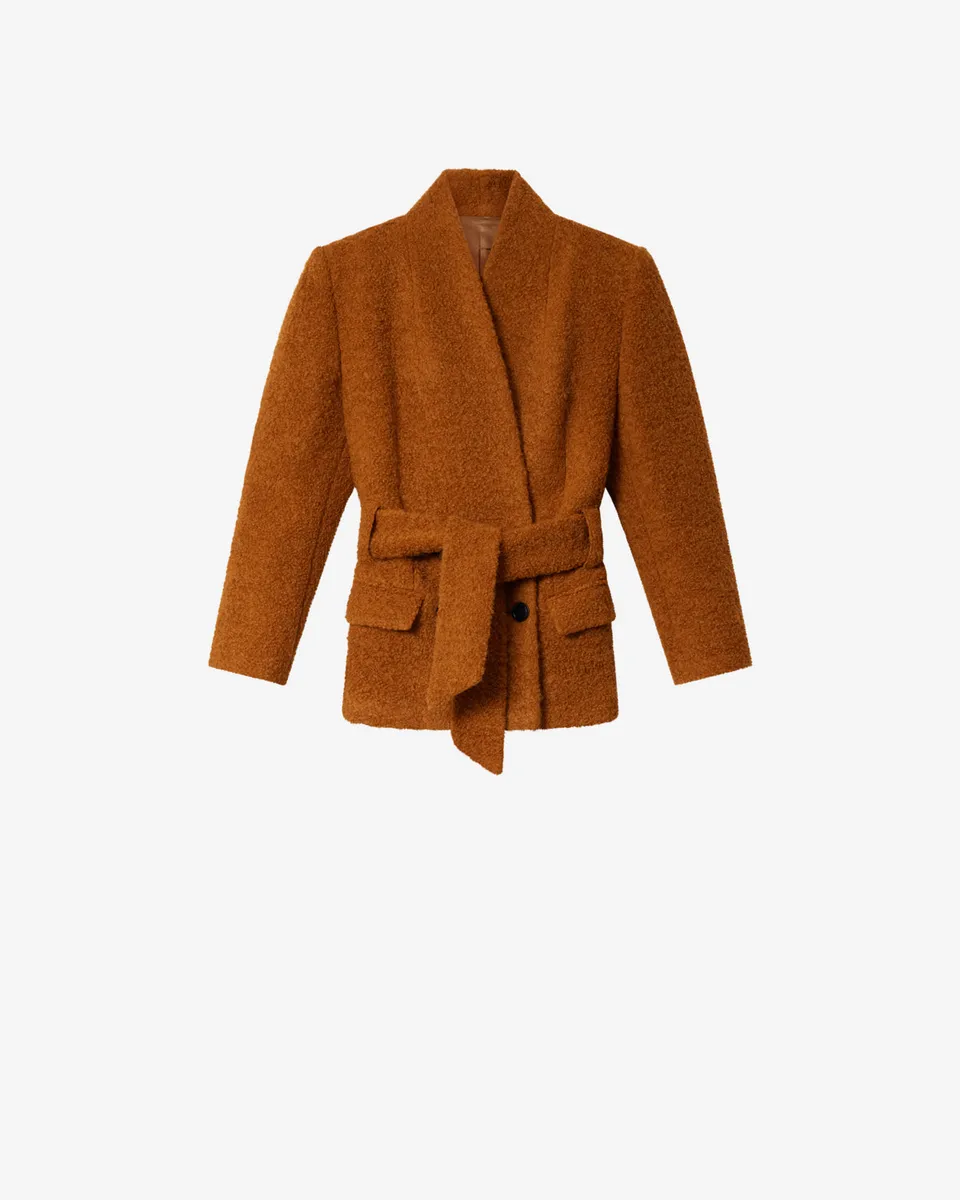 Isabel Marant Syndra VE0760FA veste laine caramel ceinturée