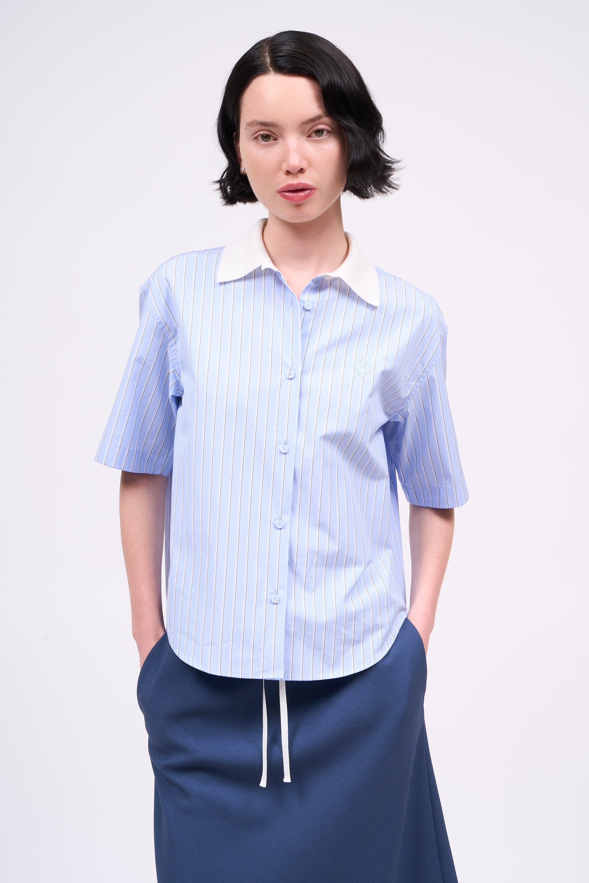 Paul & Joe Hauts Chemise Winona popeline rayée chemise bleu coton