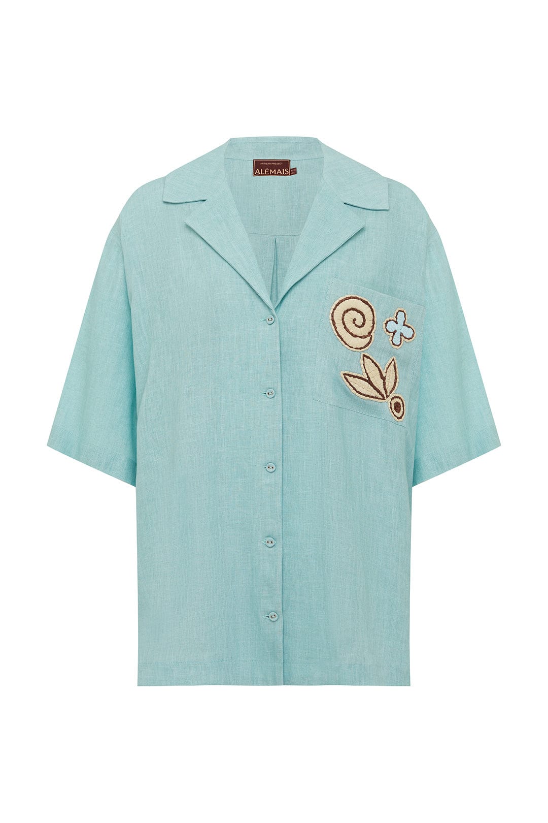 Alemaïs Azar chemise lin brodée raphia taille 6 UK