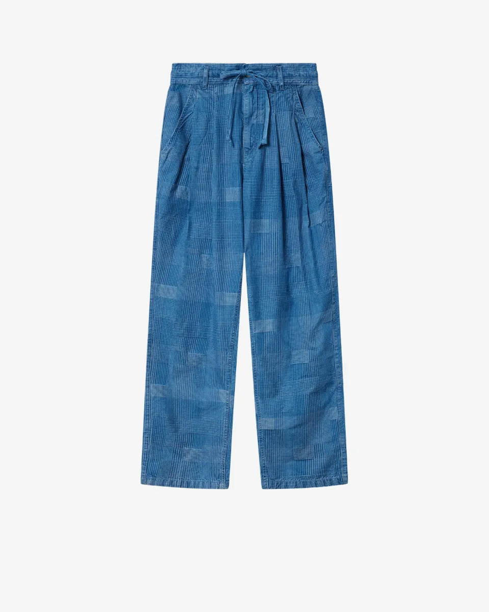 Isabel Marant Denzey pantalon bleu carreaux coton
