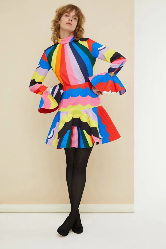 Patou DR064 robe mini cady imprimé psychédélique