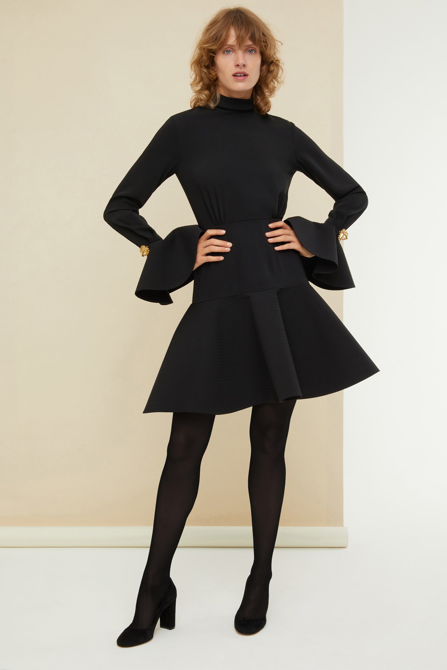 Patou DR064 mini robe cady noir col montant 34-44