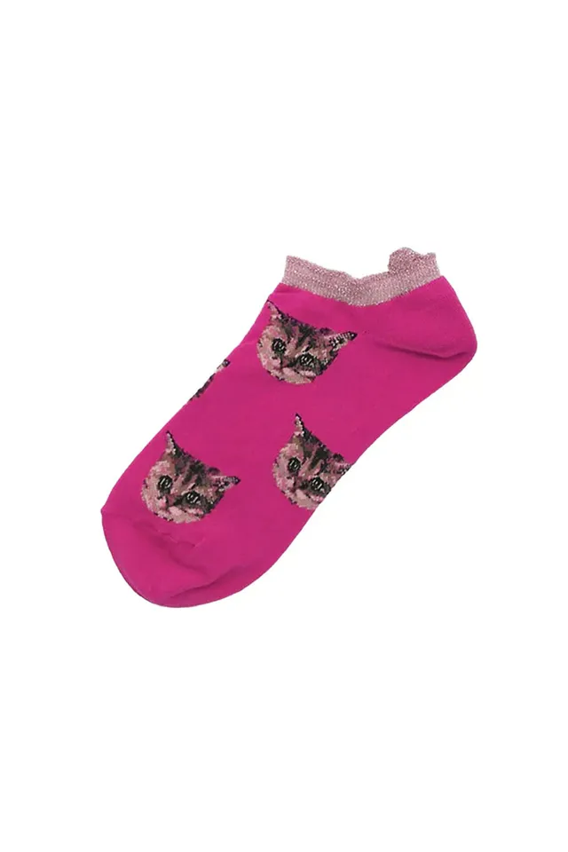 Paul & Joe Nounette Chaussettes basses rose tête chat