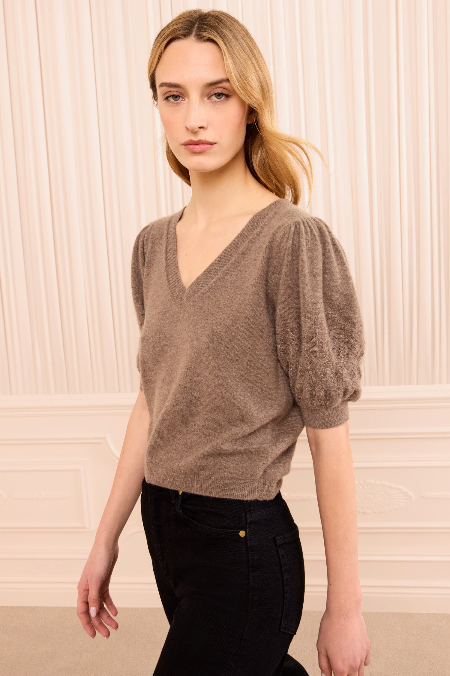 Ulla Johnson Reina Top Cachemire Driftwood Gris Col V