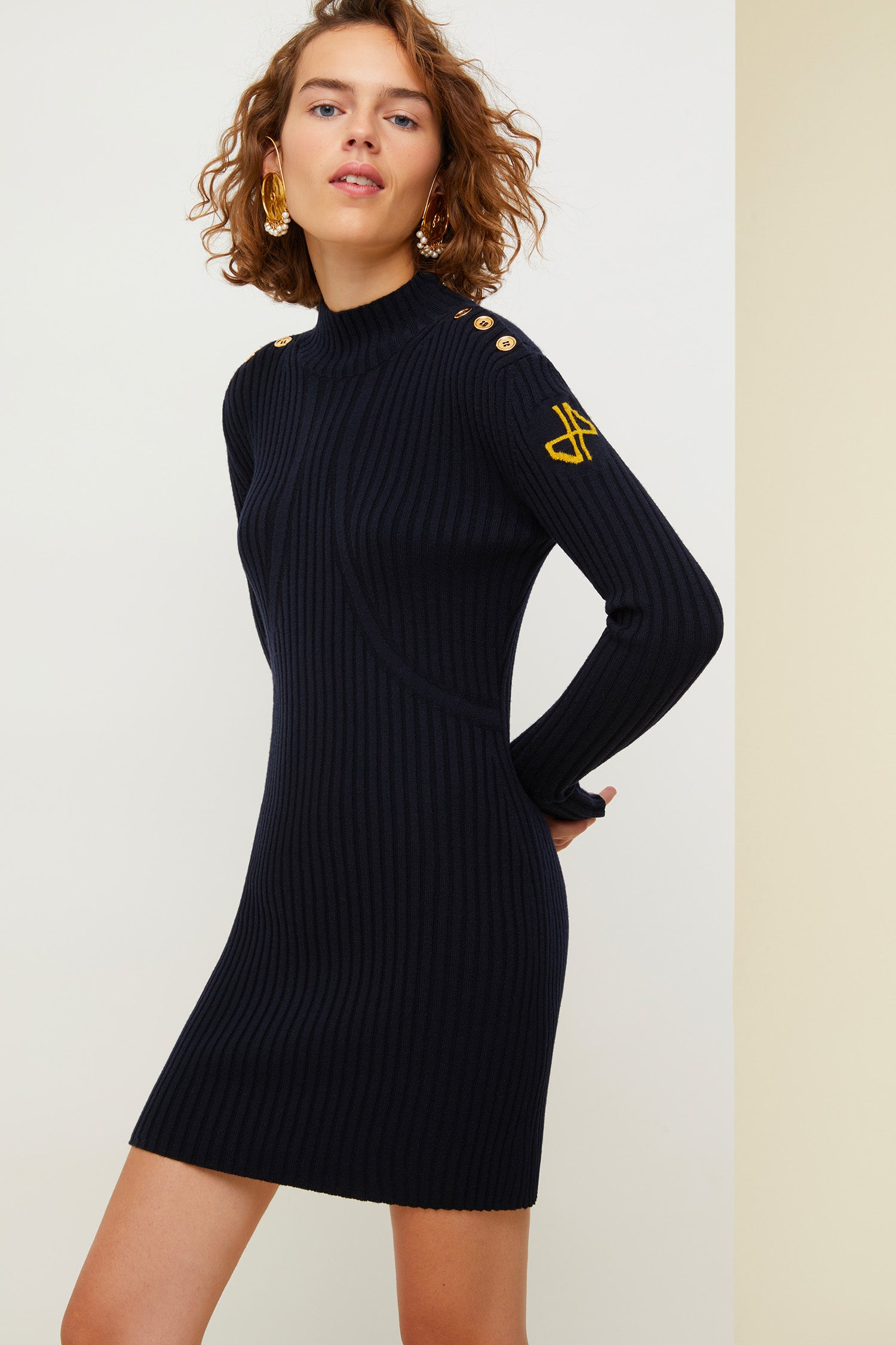 Patou KN0078003699N robe maille bleu marine laine