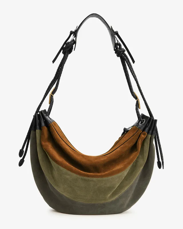 Isabel Marant Maia Large sac cuir velours kaki