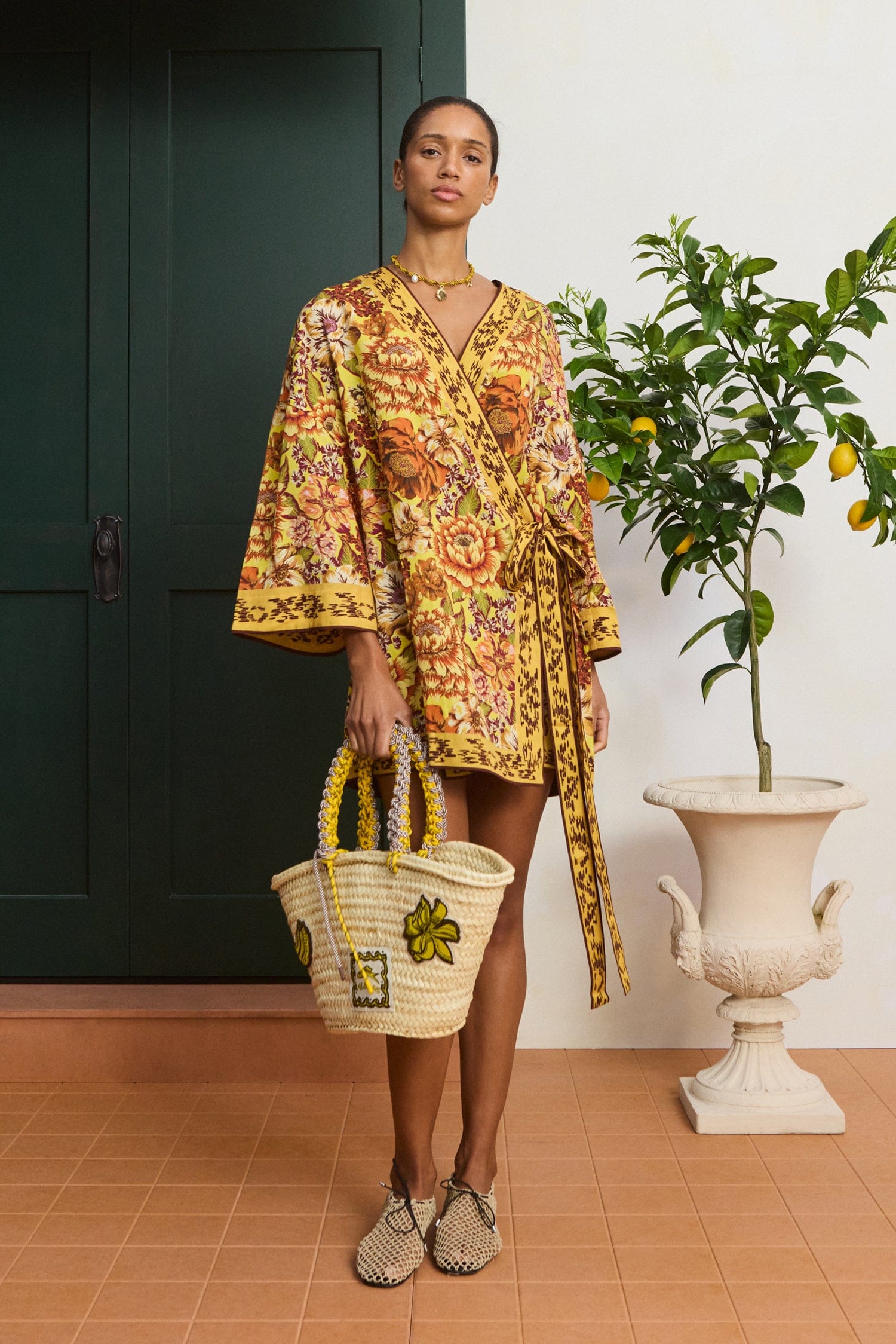 Alemäis Heatwave robe portefeuille mini lyocell fleurie