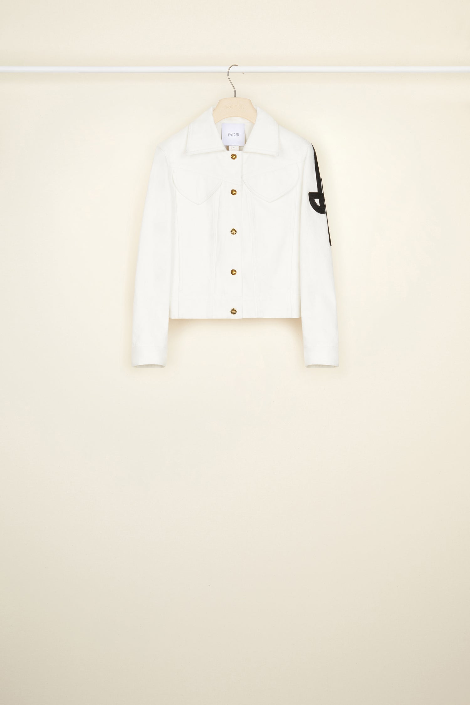 Patou OU0010081001W veste jean blanche logo brodé