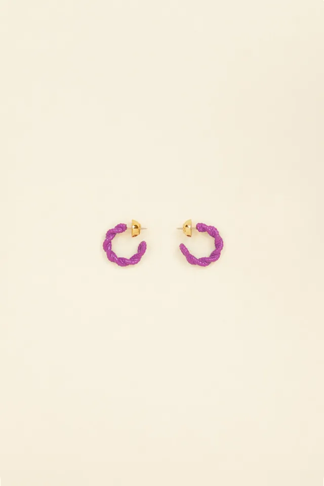Patou Jewellery petites créoles tressées laiton violet Anémone TU