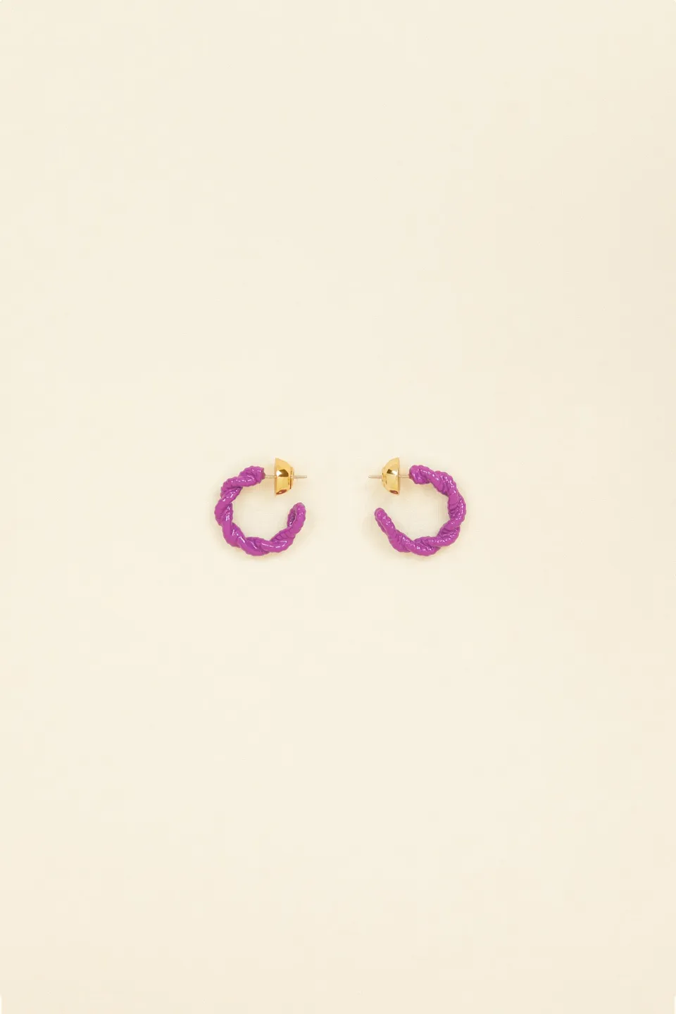 Patou Jewellery petites créoles tressées laiton violet Anémone TU
